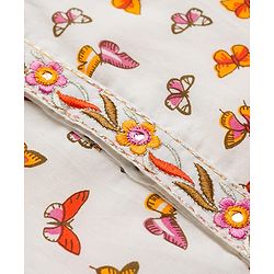 Babyhug Cambric Woven Full Sleeves Kurta Dhoti Set Butterfly Print - White