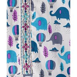 Babyhug Cambric Woven Full Sleeves Kurta Dhoti Set Jungle Theme Print - White