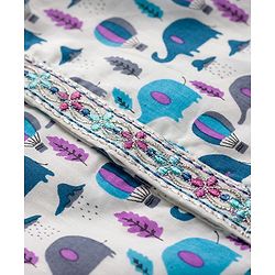 Babyhug Cambric Woven Full Sleeves Kurta Dhoti Set Jungle Theme Print - White