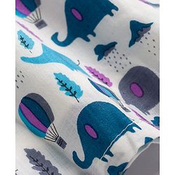 Babyhug Cambric Woven Full Sleeves Kurta Dhoti Set Jungle Theme Print - White