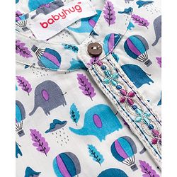 Babyhug Cambric Woven Full Sleeves Kurta Dhoti Set Jungle Theme Print - White
