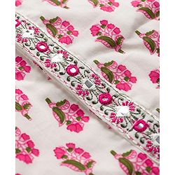 Babyhug Cambric Woven Full Sleeves Kurta Dhoti Set Floral Print - White