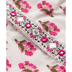 Babyhug Cambric Woven Full Sleeves Kurta Dhoti Set Floral Print - White