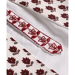 Babyhug Cambric Woven Full Sleeves Dhoti Kurta Set & Nehru Jacket With Floral Print - White