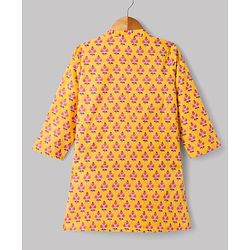 Babyhug 100% Cotton Cambric Woven Full Sleeves Floral Printed Kurta & Pyjama Set - Yellow