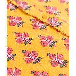 Babyhug 100% Cotton Cambric Woven Full Sleeves Floral Printed Kurta & Pyjama Set - Yellow