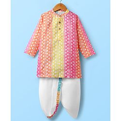 Babyhug Cotton Woven Full Sleeves Kurta Dhoti Set with Abstract Print - Multicolor