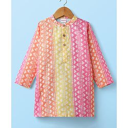 Babyhug Cotton Woven Full Sleeves Kurta Dhoti Set with Abstract Print - Multicolor