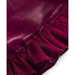 Babyhug Woven Sleeveless Embroidered Blouse With Glass Nylon Solid Saree - Wine