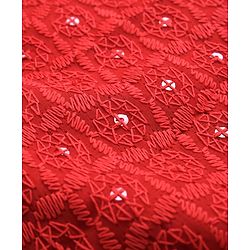 Babyhug Georgette Woven Full Sleeves Embroidered Kurta Pyjama Set With Sequin Detailing - Red & White
