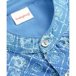 Babyhug Woven Full Sleeves Kurta Pajama Set with Embroidery & Sequin Detailing - Blue