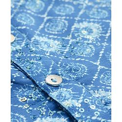 Babyhug Woven Full Sleeves Kurta Pajama Set with Embroidery & Sequin Detailing - Blue