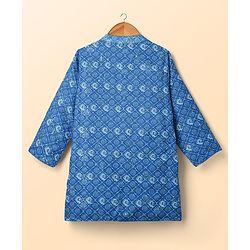 Babyhug Woven Full Sleeves Kurta Pajama Set with Embroidery & Sequin Detailing - Blue