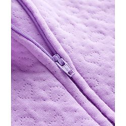 Babyhug Interlock Knit Full Sleeves Front Open Hooded Romper with Hearts Detailing - Purple