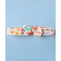 Babyhug 100% Cotton Interlock Knit Onesies With Hairband & Floral Print - Multicolour