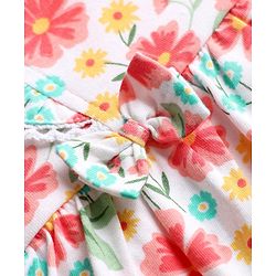 Babyhug 100% Cotton Interlock Knit Onesies With Hairband & Floral Print - Multicolour