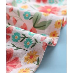 Babyhug 100% Cotton Interlock Knit Onesies With Hairband & Floral Print - Multicolour