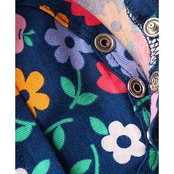 Babyhug 100 % Cotton Full Sleeves Floral Printed Onesies With Headband - Navy Blue