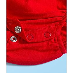 Babyhug 100% Cotton Interlock Knit Full Sleeves Frock Syle Onesies With Hairband - Red