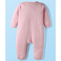 Babyhug 100% Cotton Full Sleeves Solid Coloured Romper With cap & Booties Set With Lace Detailing - Pink