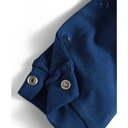 Babyhug 100% Cotton Interlock Knit Full Sleeves Party Romper with Attached Waist Coat & Bow & Bear Patch - Red & Navy Blue