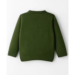 Babyhug Disney Woven Full Sleeves Pullover Sweater with Mickey Mouse Patch Detailing - Green