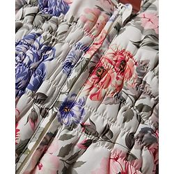 Babyhug Woven Full Sleeves Hooded Padded Jacket With Floral Print - Multicolor