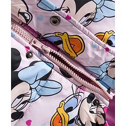 Babyhug Disney Woven Full Sleeves Hooded Padded Jacket With Minnie & Friends Print - Pink