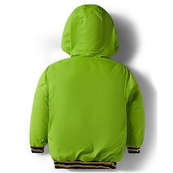 Babyhug Disney Woven Full Sleeves Hooded Padded Jacket With Minnie & Friends Graphics & Frill Detailing - Neon Green