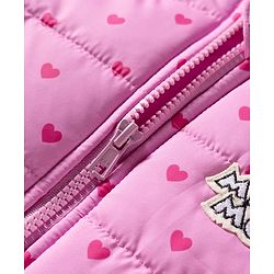 Babyhug Disney Woven Full Sleeves Hooded Winter Jacket With Minnie & Friends Graphics & Ear Bow Applique - Pink