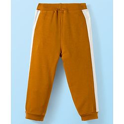Babyhug Terry Knit Premium Light Gauge Terry Full Sleeves Hooded Color Block T-Shirt & Jogger Set with Car Print - Yellow & White