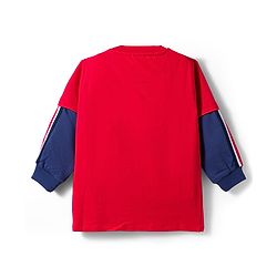 Babyhug Terry Knit Full Doctor Sleeves T-Shirt & Joggers Set with Soccer Tournament Text Print - Red & Navy Blue