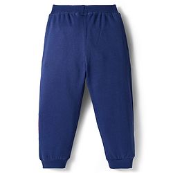 Babyhug Terry Knit Full Doctor Sleeves T-Shirt & Joggers Set with Soccer Tournament Text Print - Red & Navy Blue