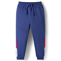Babyhug Terry Knit Full Doctor Sleeves T-Shirt & Joggers Set with Soccer Tournament Text Print - Red & Navy Blue