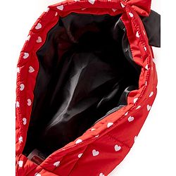 Babyhug Disney Woven Full Sleeves Hooded Winter Jacket With Minnie & Friends Graphics & Ear Bow Applique - Red