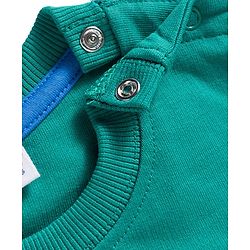 Babyhug Terry Knit Premium Light Gauge Terry Full Sleeves T-Shirt and Joggers Set with Goal Squad Text Design - Green & Blue