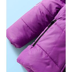 Babyhug Disney Woven Full Sleeves Hooded Padded Jacket With Minnie & Friends Graphics & Fur Detailing - Purple