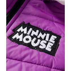 Babyhug Disney Woven Full Sleeves Hooded Padded Jacket With Minnie & Friends Graphics & Fur Detailing - Purple
