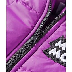Babyhug Disney Woven Full Sleeves Hooded Padded Jacket With Minnie & Friends Graphics & Fur Detailing - Purple