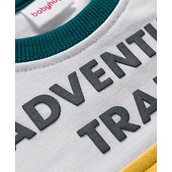 Babyhug Terry Knit Premium Light Gauge Terry Full Sleeves T-Shirt & Jogger Set with Ready For Road Trip Text Print - Teal Blue