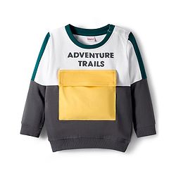 Babyhug Terry Knit Premium Light Gauge Terry Full Sleeves T-Shirt & Jogger Set with Ready For Road Trip Text Print - Teal Blue