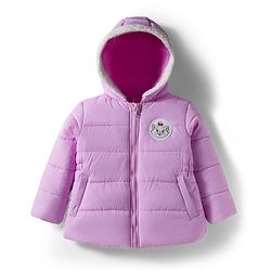 Babyhug Disney Woven Full Sleeves Hooded Padded Jacket with Marie Badge Detailing - Lavender
