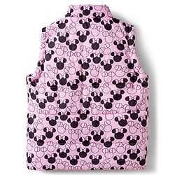 Babyhug Disney Fleece Woven Full Sleeves Hooded Sweatshirt With Sleeveless Padded Jacket With Minnie Mouse Graphic - Pink