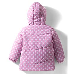 Babyhug Disney Woven Full Sleeves Hooded Winter Jacket With Minnie Mouse Graphics & Ear Bow Applique - Pink