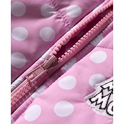 Babyhug Disney Woven Full Sleeves Hooded Winter Jacket With Minnie Mouse Graphics & Ear Bow Applique - Pink
