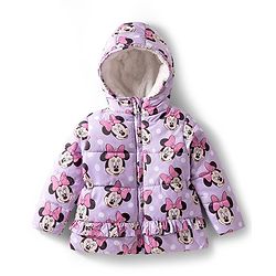 Babyhug Disney Woven Full Sleeves Hooded Winter Jacket With Minnie Mouse Print - Pink