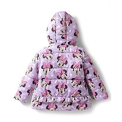 Babyhug Disney Woven Full Sleeves Hooded Winter Jacket With Minnie Mouse Print - Pink