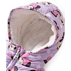 Babyhug Disney Woven Full Sleeves Hooded Winter Jacket With Minnie Mouse Print - Pink