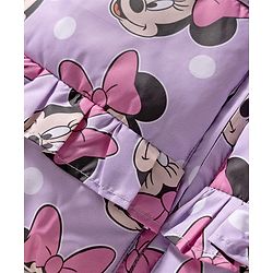 Babyhug Disney Woven Full Sleeves Hooded Winter Jacket With Minnie Mouse Print - Pink
