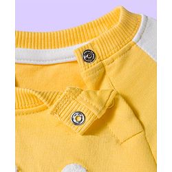 Babyhug Terry Knit Premium Light Gauge Terry Full Sleeves T-Shirt & Jogger Set with All Good Text Print - Yellow & Blue